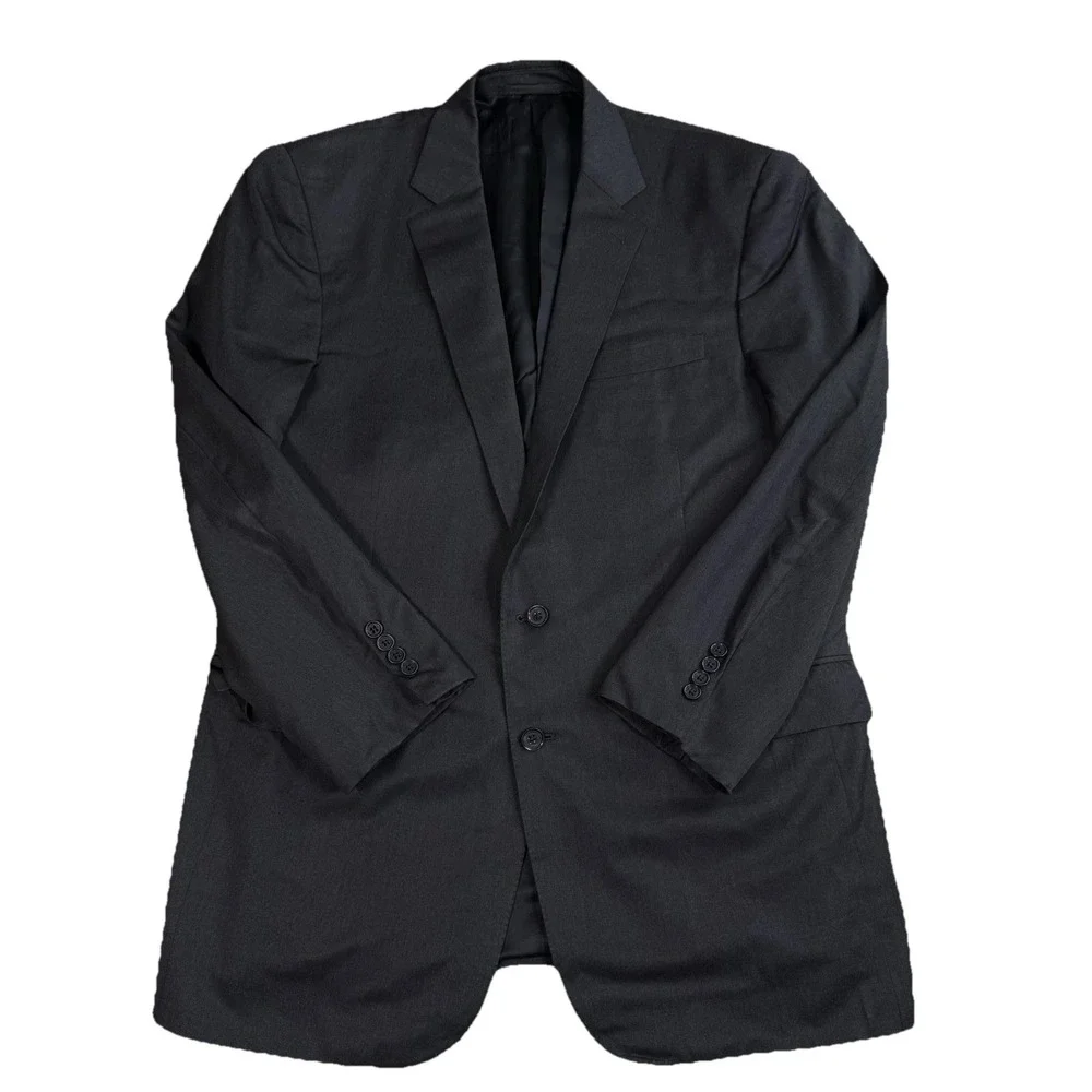 Ralph‎ lauren Blazer Mens 44L Gray Black Label Suit Jacket Wool Italy Sport Coat